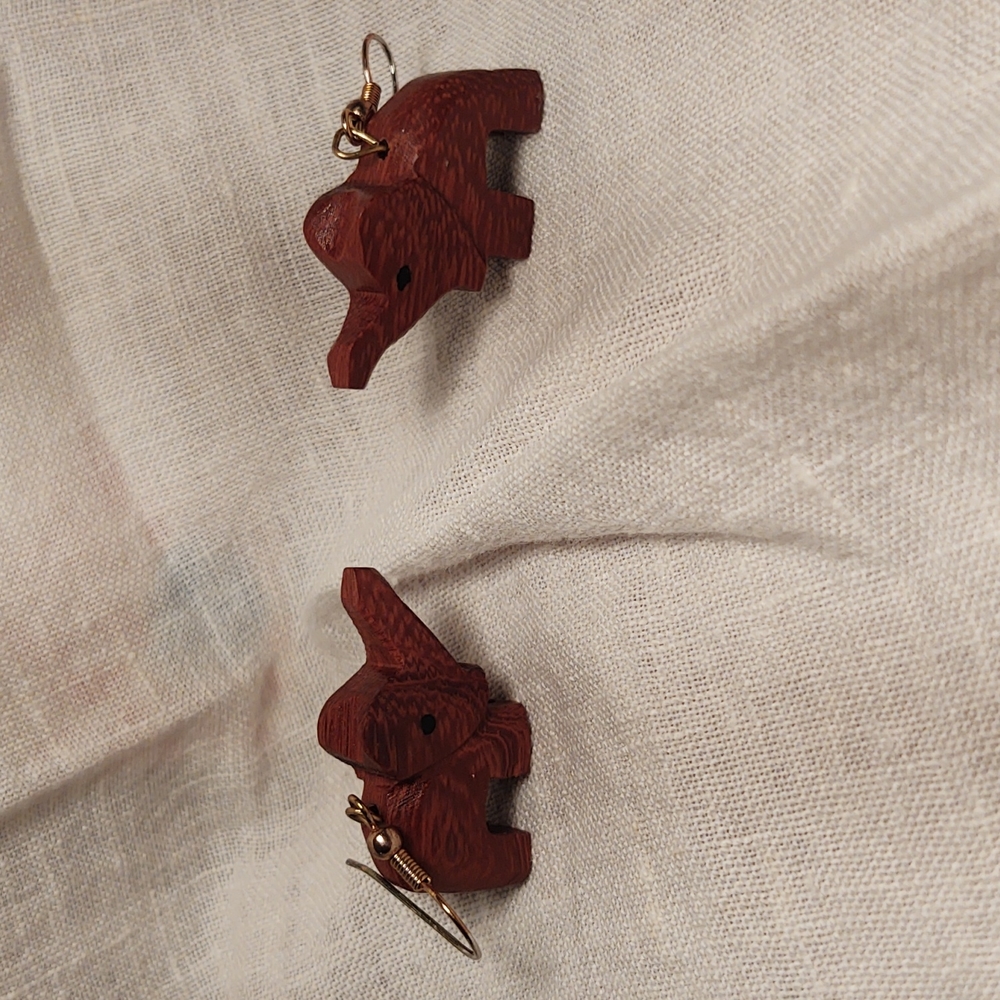 Women's Wooden Elephant Earrings